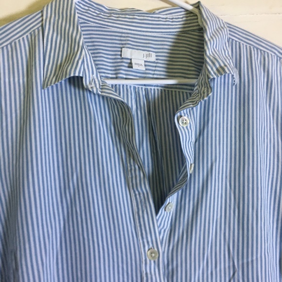 J. Jill Popover Tunic Blue & White Stripe Top - Picture 4 of 7